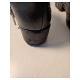 Studded Black Leather Ankle Boots with Buckle Straps