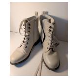 White Lace-up Combat Boots Size 9.5M