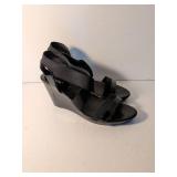 Nicole Black Elastic Strap Wedge Sandals