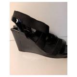 Nicole Black Elastic Strap Wedge Sandals