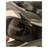 Nicole Black Elastic Strap Wedge Sandals