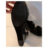 Nicole Black Elastic Strap Wedge Sandals
