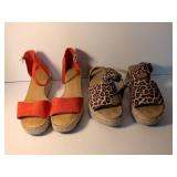 Red and Leopard Print Espadrille Wedge Sandals