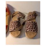 Red and Leopard Print Espadrille Wedge Sandals