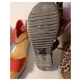 Red and Leopard Print Espadrille Wedge Sandals