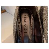 Rampage Silver Glitter Peep Toe Heels