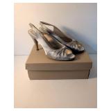 Sam & Libby Silver Satin Slingback Heels