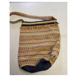 Decorative Striped Knit Handbag with Beading
