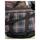 Leather Crossbody Bag with Plaid Accent