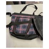 Leather Crossbody Bag with Plaid Accent