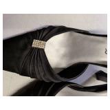 Metaphor Black Satin Evening Heels with Crystal Accent