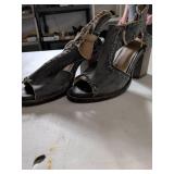 Miu Miu Black Leather Block Heel Sandals