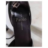 Paolo Linea Black Leather Ankle Strap Heels