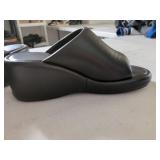 Balenciaga Black Leather Platform Slides