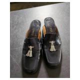 Ralph Lauren Black Leather Tassel Mules