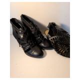 Black Strappy Wedge Sandals Size 9.5