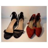Maurices Avenue Red & Black Ankle Strap Heels Size 10