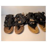 Black Woven Leather Gladiator Sandals