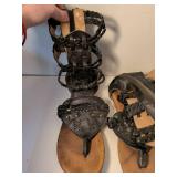 Black Woven Leather Gladiator Sandals