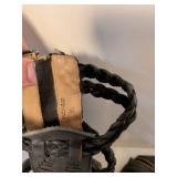 Black Woven Leather Gladiator Sandals