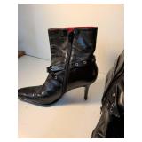 Giani Bini Black Leather Ankle Boots with Studded Straps