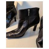 Giani Bini Black Leather Ankle Boots with Studded Straps