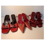 Giannini Red Leather Heeled Sandals Collection