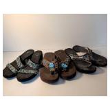 Western Style Turquoise and Crystal Embellished Sandals