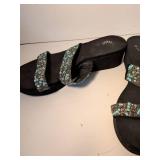 Western Style Turquoise and Crystal Embellished Sandals