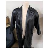 Korean Made Black Leather Trench Coat