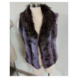 Purple Faux Fur Vest with Animal Print Lining