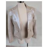 Pearl White Fitted Leather Blazer