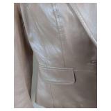 Pearl White Fitted Leather Blazer
