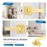 1 Pack Gold Passage Door Levers Square Closet Handles, Retail $37