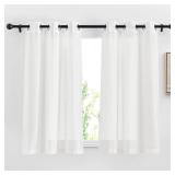 White Linen Kitchen Curtains 54 inches Long, Grommet W36 x L54, 2 Panels Retail $26