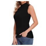 Biffxeu Black Sleeveless Mock Neck Tops for Women XL Retail $19