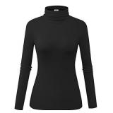 Long Sleeve Mock Turtleneck Stretch Slim T Shirt Layer Tops Black Small Retail $28