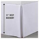Pleated Bed Skirt - 21 inch Tailored Drop - White Twin Bed Skirt (Twin, White) retail $25