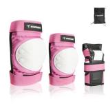 Kids Protective Gear Knee Pads and Elbow Pads Set Wrist Guards 3 in 1 for Kids 4-8 Years (Pink) Retail $43