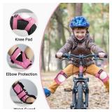 Kids Protective Gear Knee Pads and Elbow Pads Set Wrist Guards 3 in 1 for Kids 4-8 Years (Pink) Retail $43
