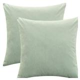 Set of 2 Throw Pillow Covers Solid Velvet with Zipper Hidden - 18"x18", Turquoise Green Retail $19