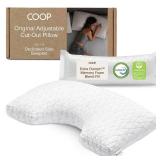 Coop Home Goods Original Cut-Out Adjustable Pillow, Queen Size Bed Pillows for Neck & Head Support, 18 x 28 â Memory Foam Pillows - Medium Firm for Side Sleeper, CertiPUR-US/GREENGUARD Gold - Ret