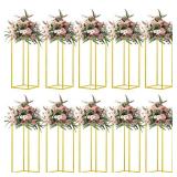 MEISHAONV 23.6inch 10 pcs Column Vases Gold Centerpieces for Table Metal Flower Stand Gold Wedding Centerpieces for Tables Party Floral Stands for Flowers - Retail: $118