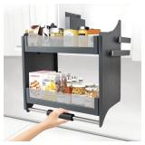 Treliamd Pull Down Cabinet Organizer, 2-Tier Pull Down Shelf, Heavy-Duty Pull Down Spice Rack, Upper Kitchen Wall Cabinet Storage Organizer, for Kitchen Appliance(27inch Cabinet) (style1) - Retail: $1