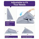 Kolbs Adjustable 9 & 12 Inch Wedge Pillow for Sleeping Apnea, Acid Reflux Relief, Back Pain, Snoring & Post Surgery Recovery, Memory Foam Bed Wedge Pillow with Removable Washable Cover & Handle-Grey -