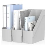 Delifox 3 Pack Magazine Rack, Plastic File Folder Bin Organizer, Gray - Retail: $20
