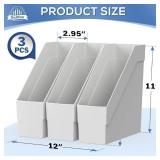 Delifox 3 Pack Magazine Rack, Plastic File Folder Bin Organizer, Gray - Retail: $20