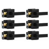 6 Pack Matte Black Door Handles Privacy Door Levers, Keyless Interior Door Knobs Square Door Levers Heavy Duty Door Locks for Bedroom Bathroom, Reversible Flat Levers - Retail: $75
