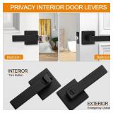 6 Pack Matte Black Door Handles Privacy Door Levers, Keyless Interior Door Knobs Square Door Levers Heavy Duty Door Locks for Bedroom Bathroom, Reversible Flat Levers - Retail: $75