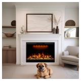 Dreamflame Electric Fireplace Inserts 36inches Wide, Recessed in Wall Fireplace Heater w/Remote Control, 3 Colors Led Top Light& Realistic Flame w/ 5 Brightness, Thermostat, 750W/1500W, Black - Retail